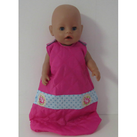 gewatteerde slaapzak hard roze blauw roosjes baby born 43cm