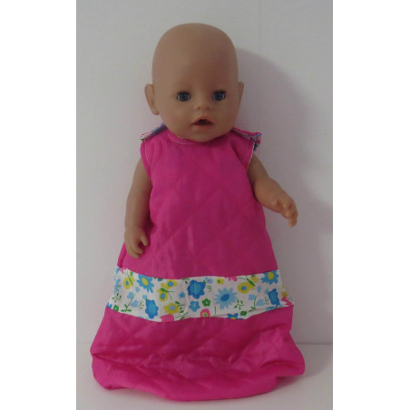 gewatteerde slaapzak hard roze bloem blauw baby born 43cm