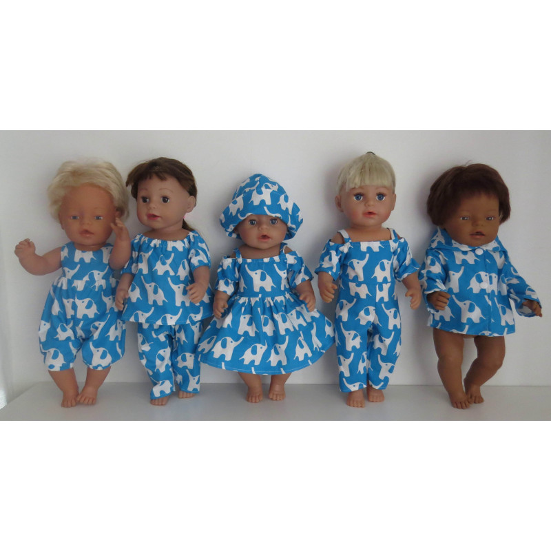 gift set blauw met olifanten baby born 43cm