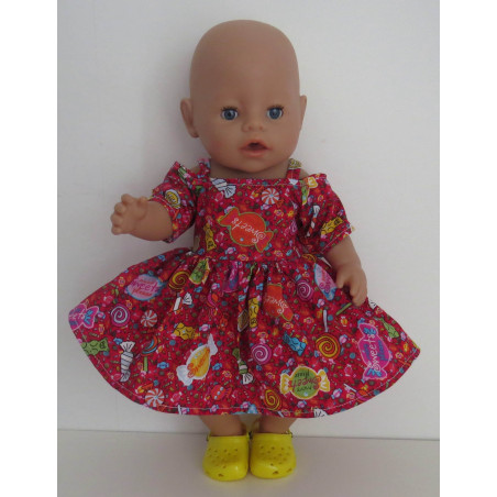 zomersejurk rood snoepjes baby born 43cm