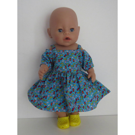 zomersejurk blauw snoepjes baby born 43cm