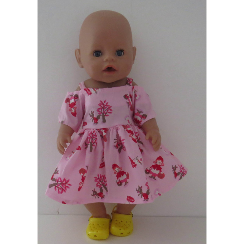 zomerse jurk roze roodkapje baby born 43cm