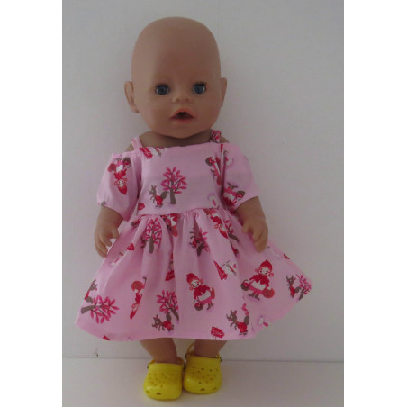 zomerse jurk roze roodkapje baby born 43cm