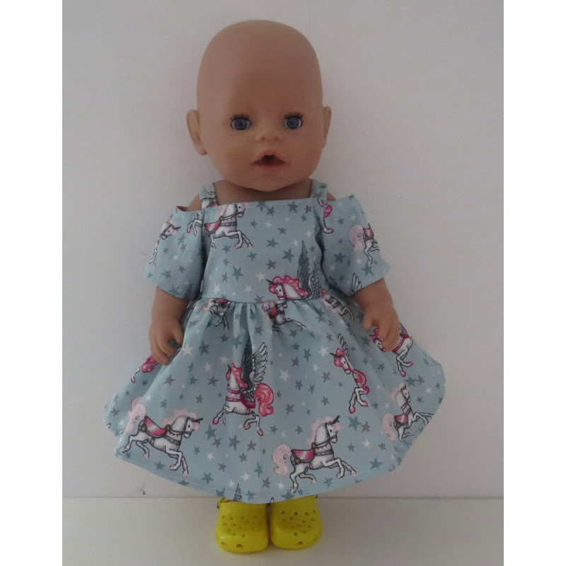 zomerse jurk eenhoorn  baby born 43cm