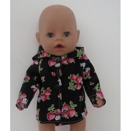 zomer jas zwart aardbeien baby born 43cm
