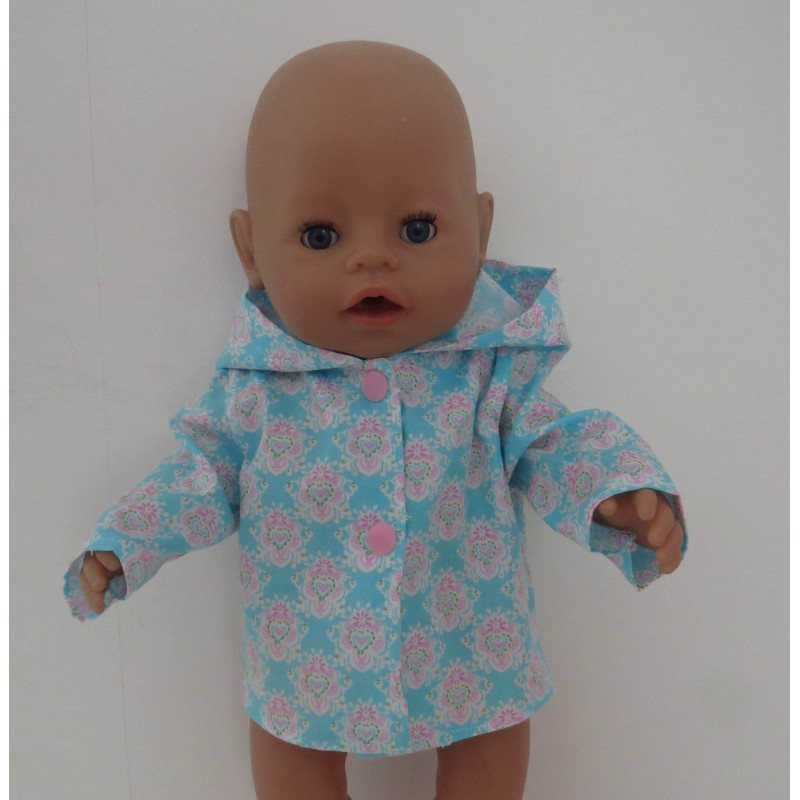 zomer jas blauw hartje roze baby born 43cm