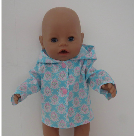 zomer jas blauw hartje roze baby born 43cm