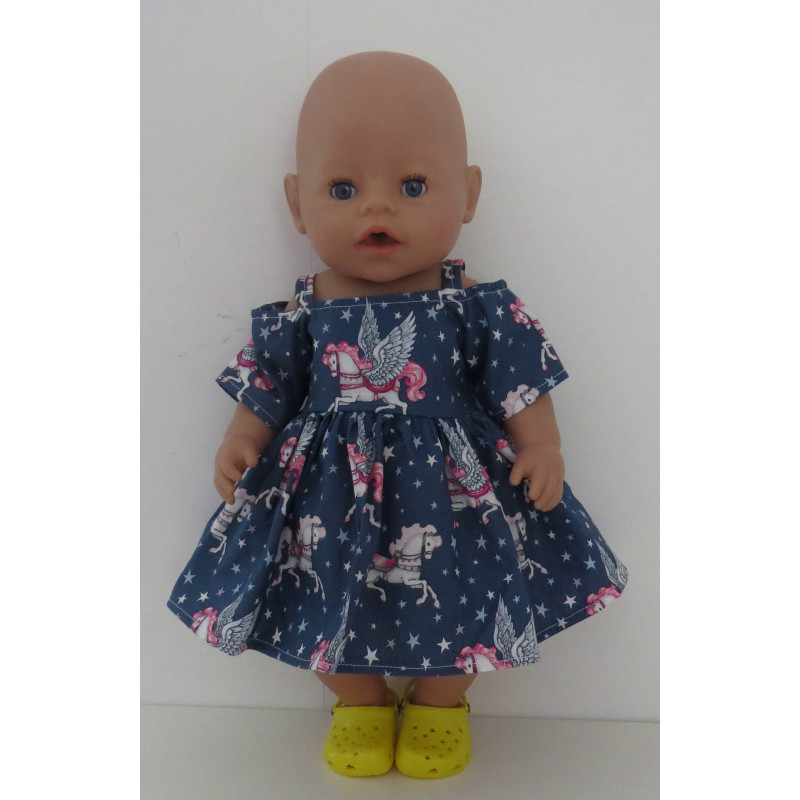 zomersejurk blauw eenhoorn baby born 43cm