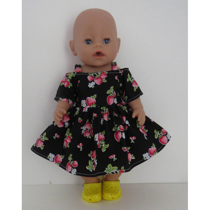 zomersejurk zwart aardbeien baby born 43cm