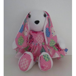 konijn wit met roze jurk 36cm