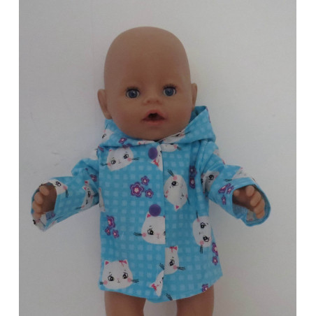 zomer jas blauw kat baby born 43cm
