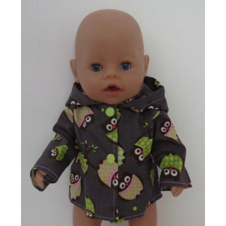 zomer jas grijs uilen baby born 43cm