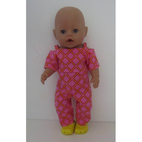 jumpsuit roze ruit baby born 43cm