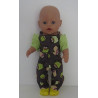 jumpsuit grijs uil met groen baby born 43cm