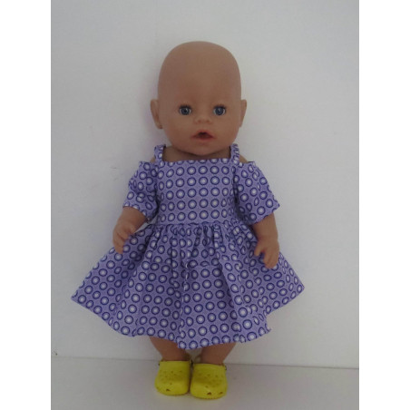 zomersejurk lila stippen baby born 43cm