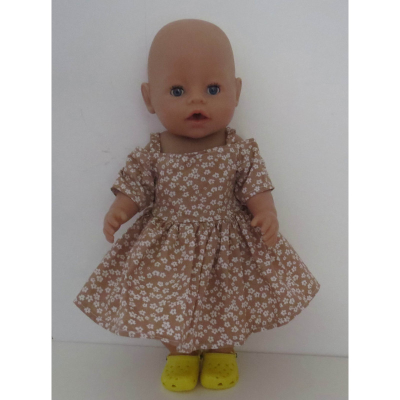 zomersejurk bruin bloemen baby born 43cm