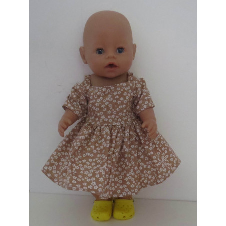 zomersejurk bruin bloemen baby born 43cm