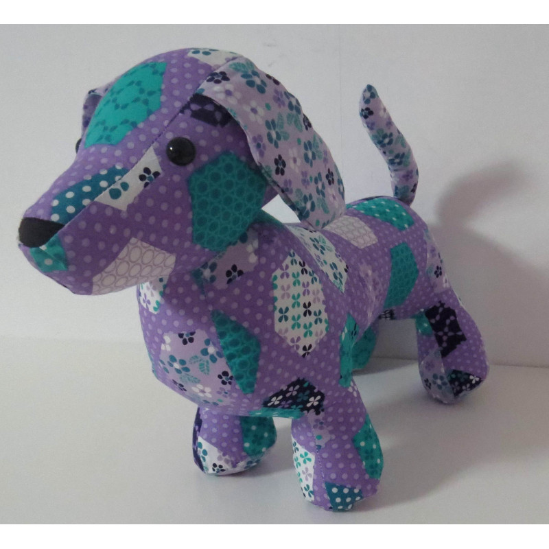 knuffel teckel lila met lila 30/25cm