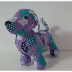 knuffel teckel lila met wit...