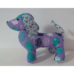 knuffel teckel lila met wit 30/25cm