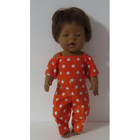 jumpsuit oranje sterren baby born 43cm