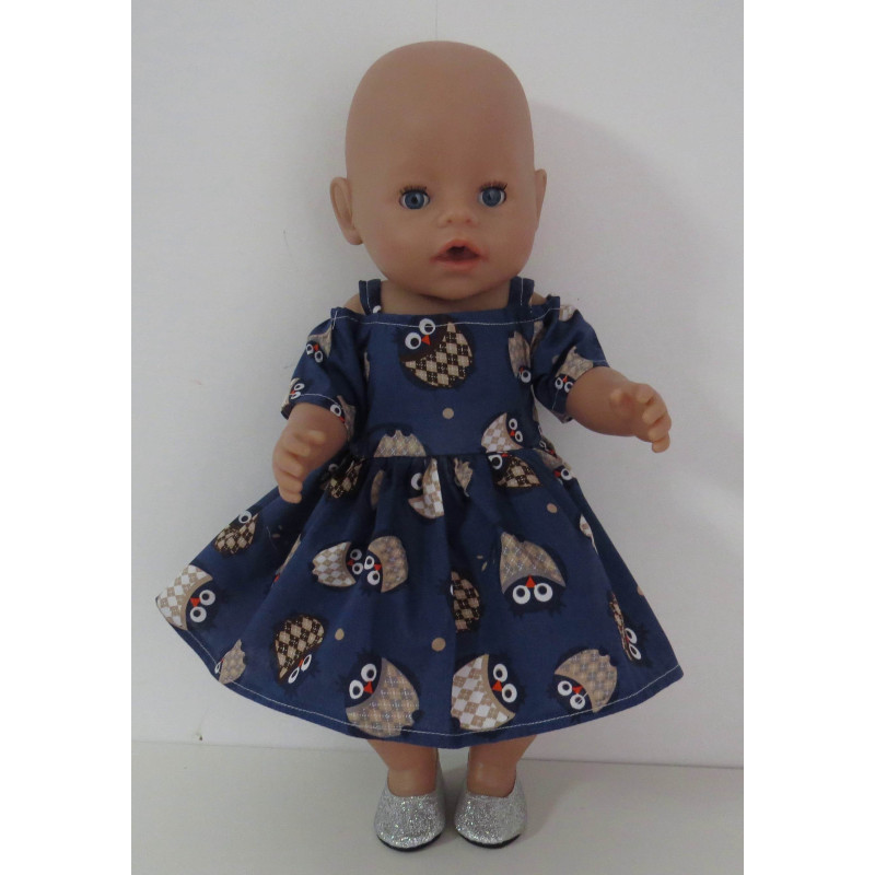 zomersejurk blauw uilen baby born 43cm