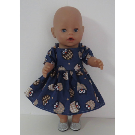 zomersejurk blauw uilen baby born 43cm
