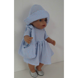 zomerjurk outfitt blauw stippen roze baby born 43cm