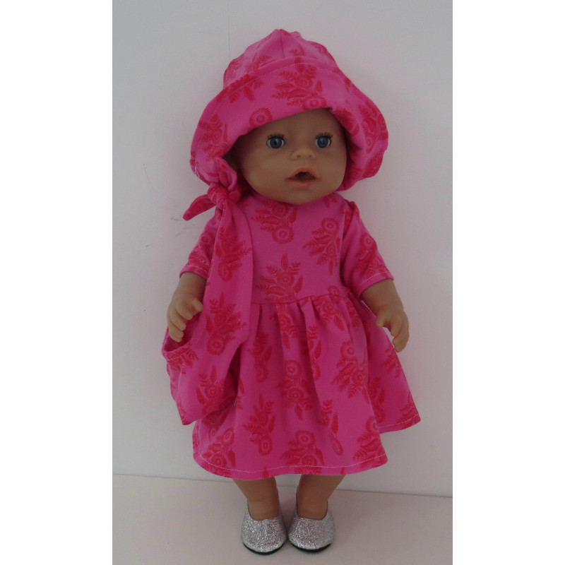zomerjurk outfitt hard roze bloemen baby born 43cm