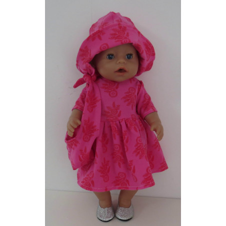 zomerjurk outfitt hard roze bloemen baby born 43cm