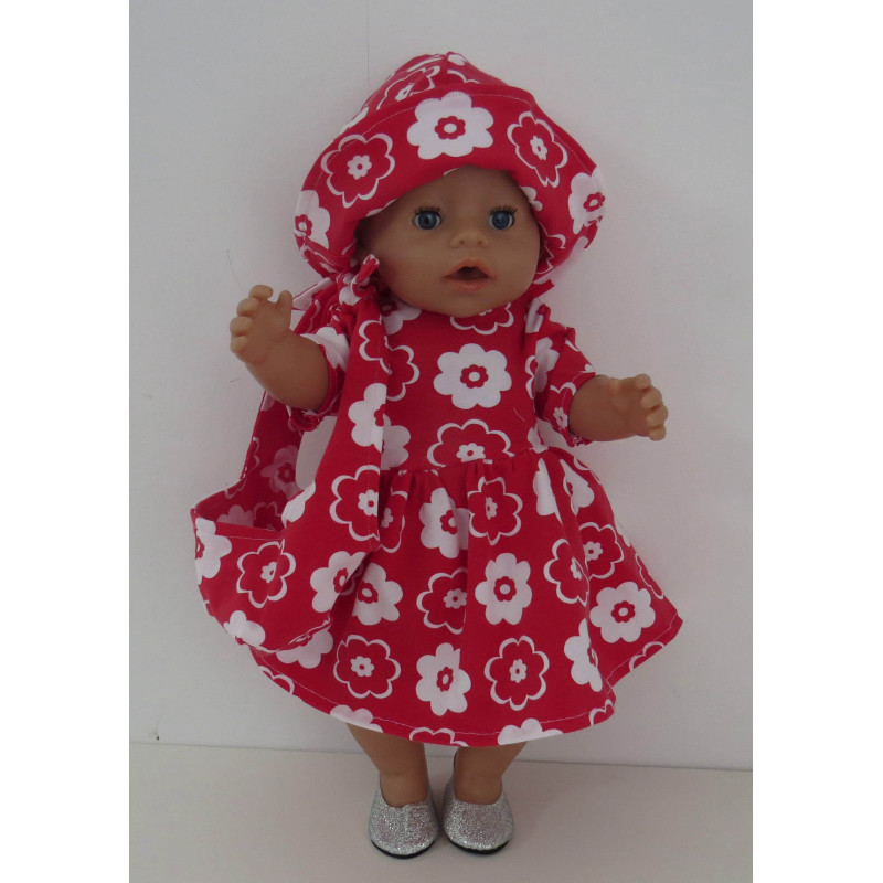 zomerjurk outfitt rood bloemen baby born 43cm