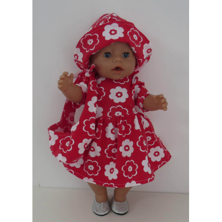 zomerjurk outfitt rood bloemen baby born 43cm