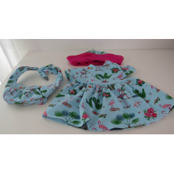zomerjurk outfitt blauw flamingo baby born 43cm