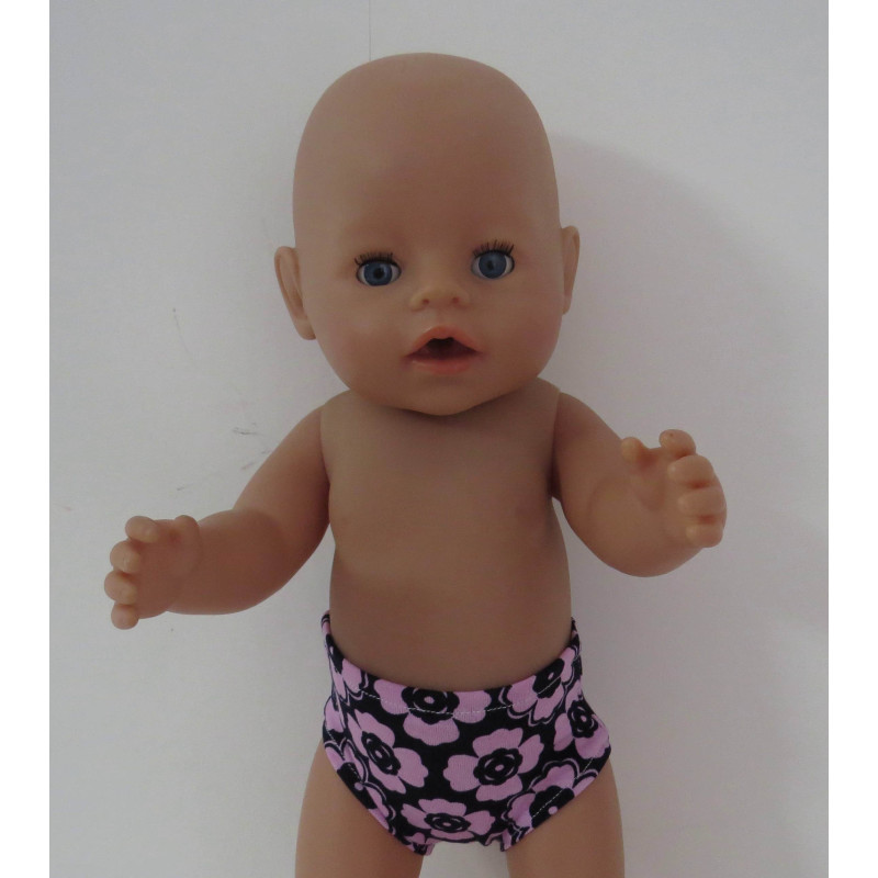 onderbroek zwart roze bloemen baby born 43cm