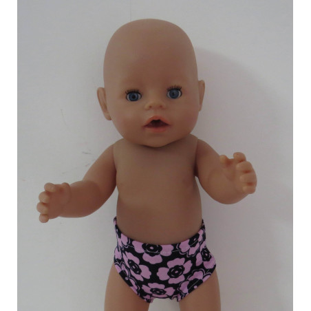 onderbroek zwart roze bloemen baby born 43cm