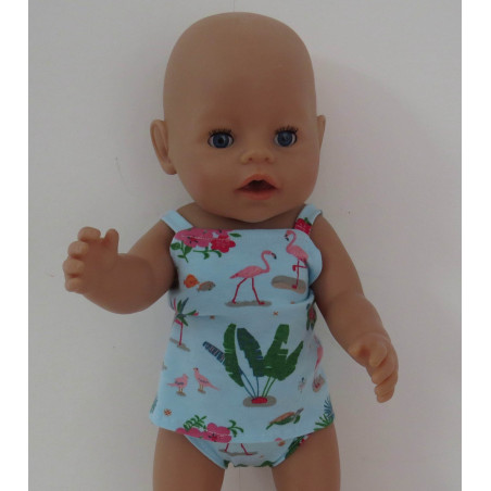 ondergoed setje blauw flamingo baby born 43cm