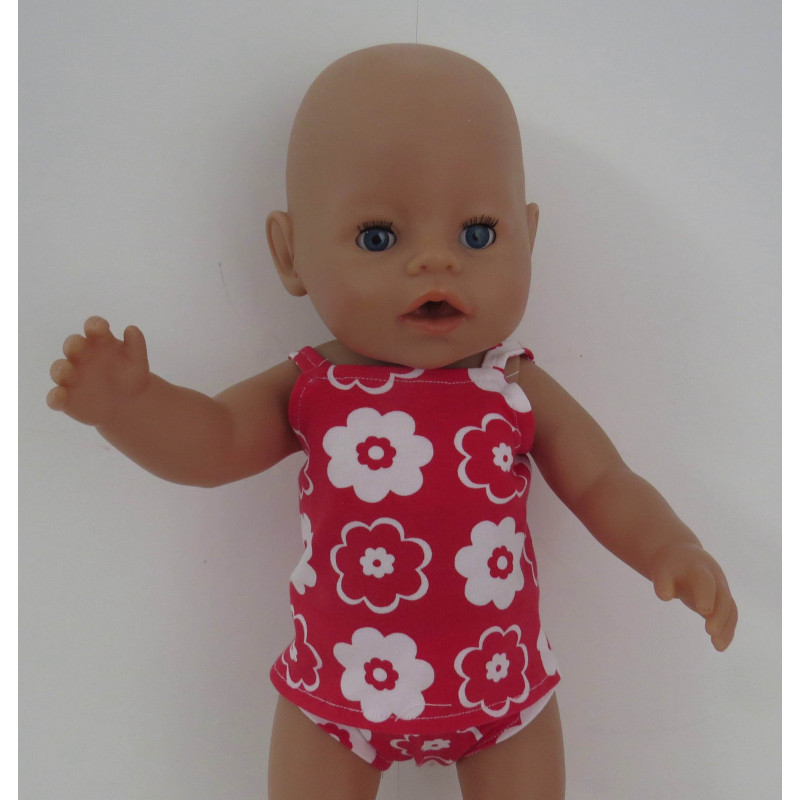 ondergoed setje rood bloemen baby born 43cm
