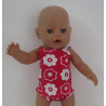 ondergoed setje rood bloemen baby born 43cm