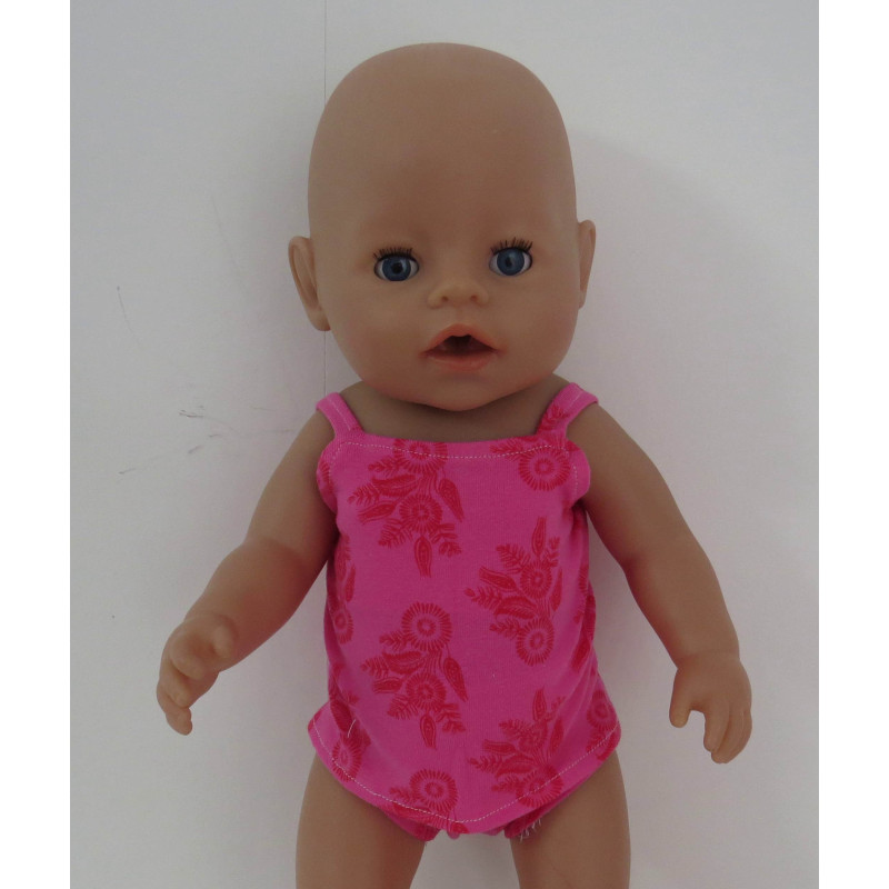 ondergoed setje hard roze bloemen baby born 43cm