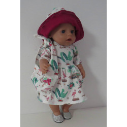 zomerjurk outfitt wit flamingo baby born 43cm