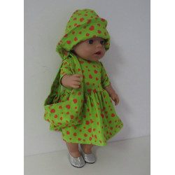 zomerjurk outfitt groen aardbeien baby born 43cm