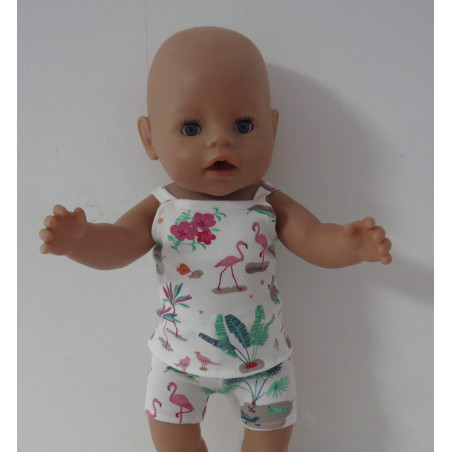 boxershort setje wit flamingo baby born 43cm