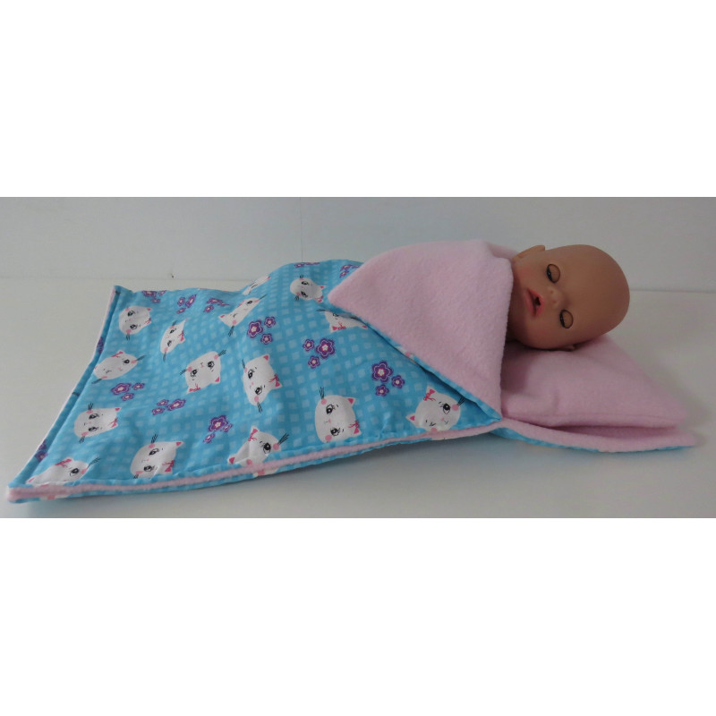 campingslaapzak blauw kat baby born little 36cm