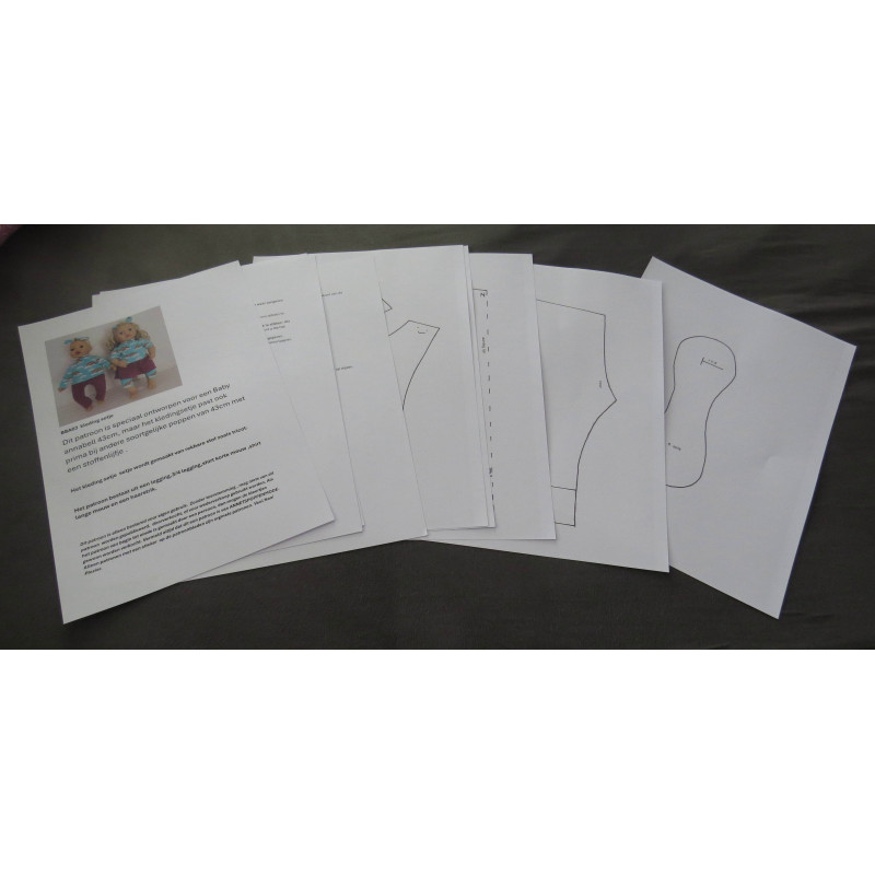 naaipatroon baby annabell 43cm kleding setje papier