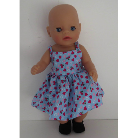zonnejurk blauw kersjes baby born little 36cm