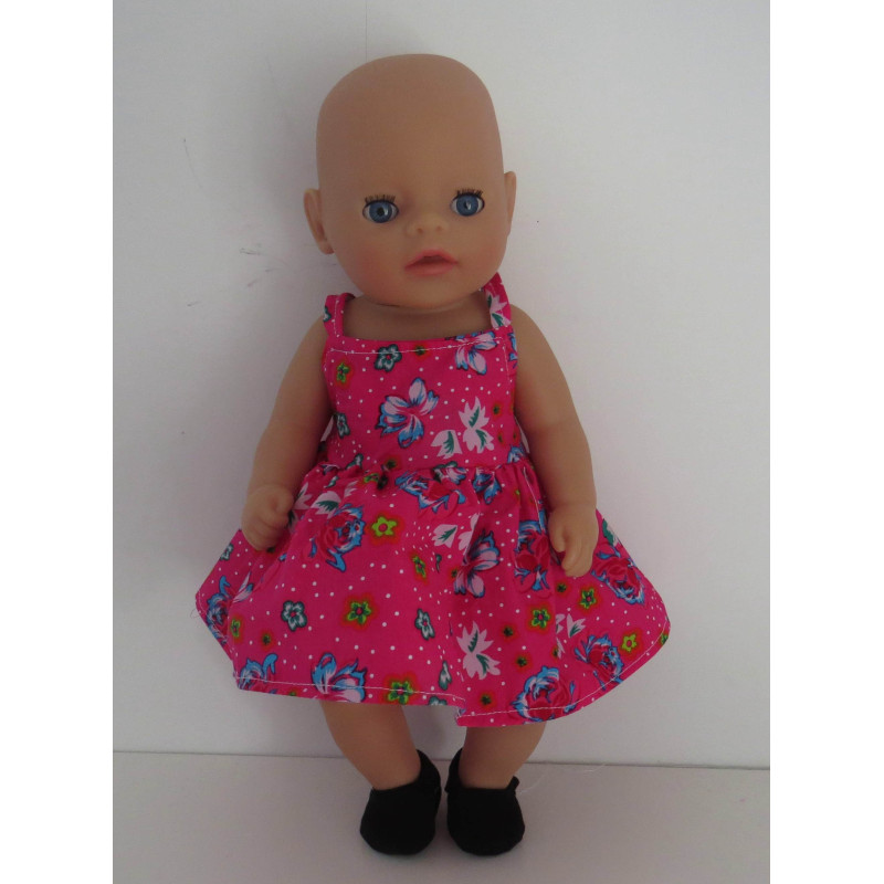 zonnejurk hard roze bloemen baby born little 36cm
