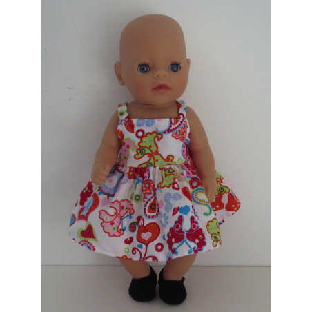 zonnejurk wit vlinders en bloemen baby born little 36cm