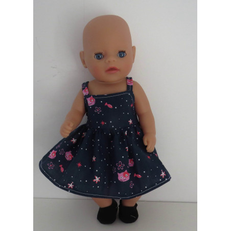 zonnejurk donker blauw kat baby born little 36cm