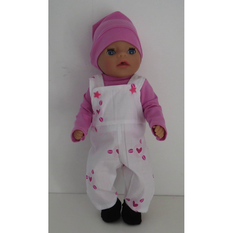 tuinbroek setje wit baby born little 36cm