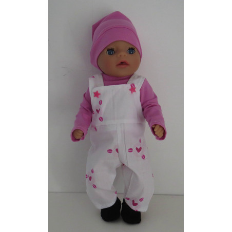 tuinbroek setje wit baby born little 36cm
